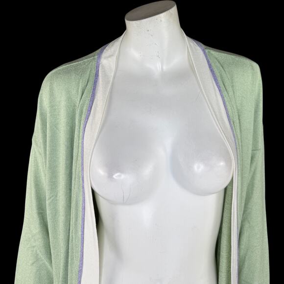 Cuddl Duds Women's Open Front Cardigan Sweater Green Medium Long Sleeve Pockets - Picture 8 of 14